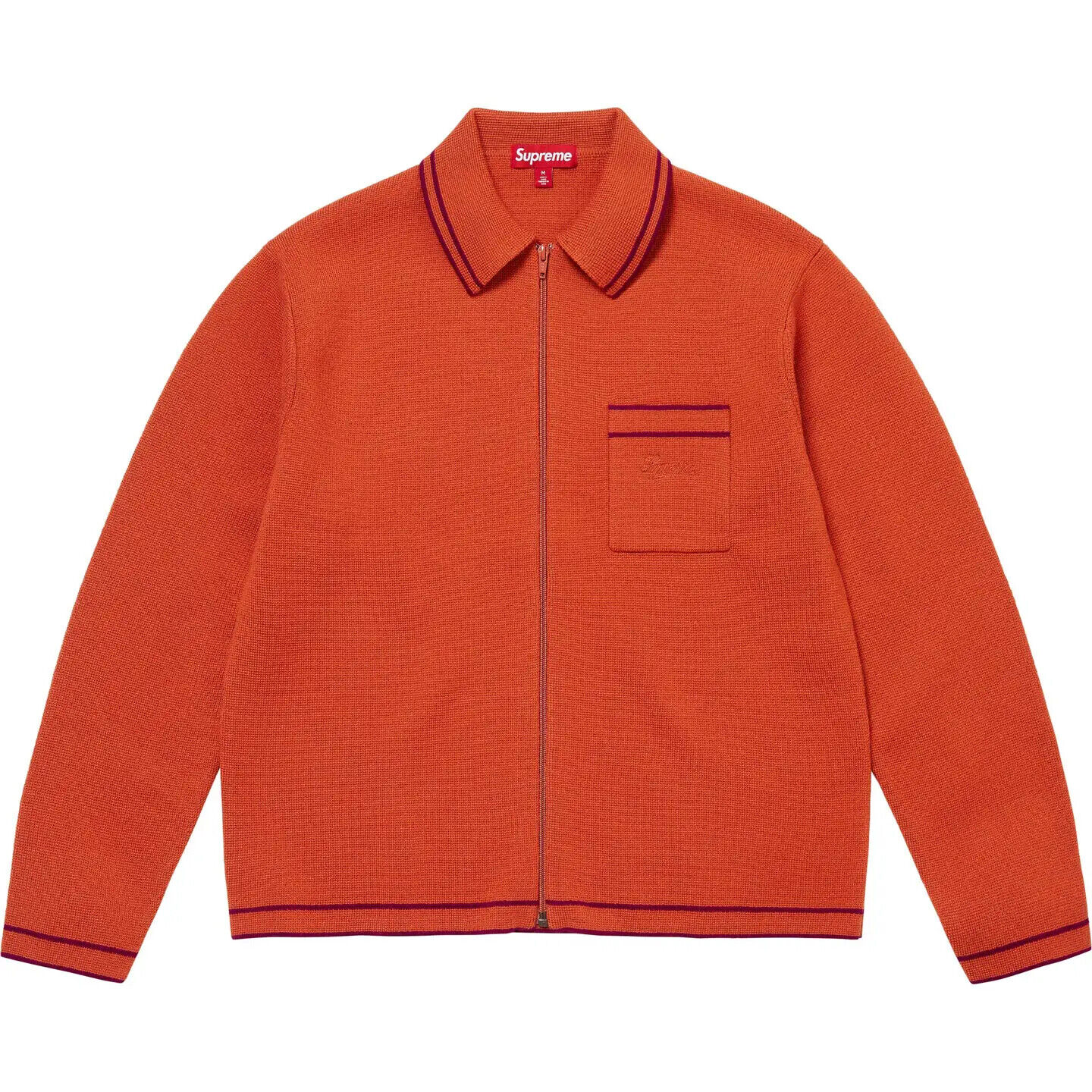 Supreme Zip Up Polo Sweater Black White Navy Burnt Orange 4colors
