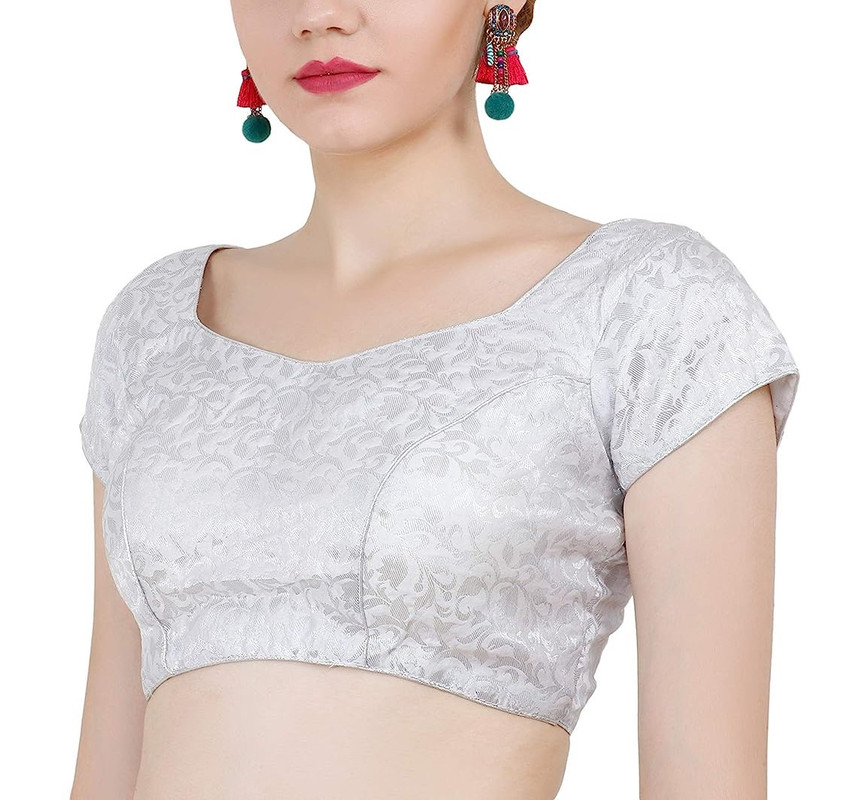 Women's Handmade Brocade Blouse Short Sleeve Saree Blouse Tunic Crop Top Choli - Picture 121 of 146