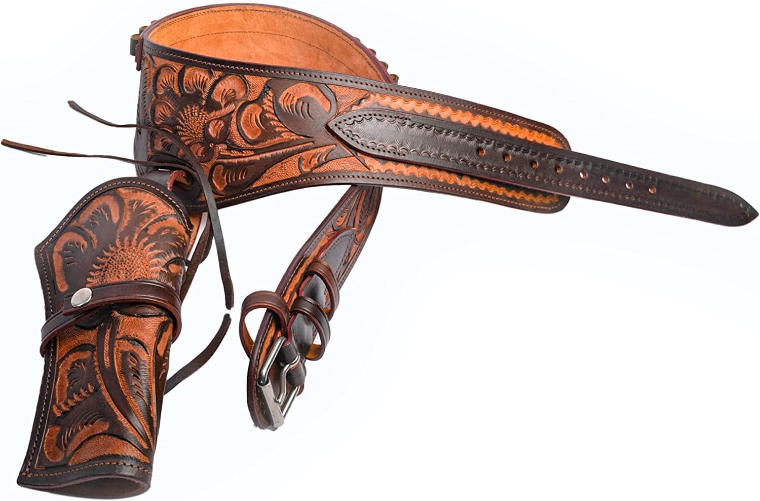 LEATHER WESTERN .22CALIBER RIGHT HAND SINGLE TOOLED HOLSTERRIG GUN BELT LOOP
