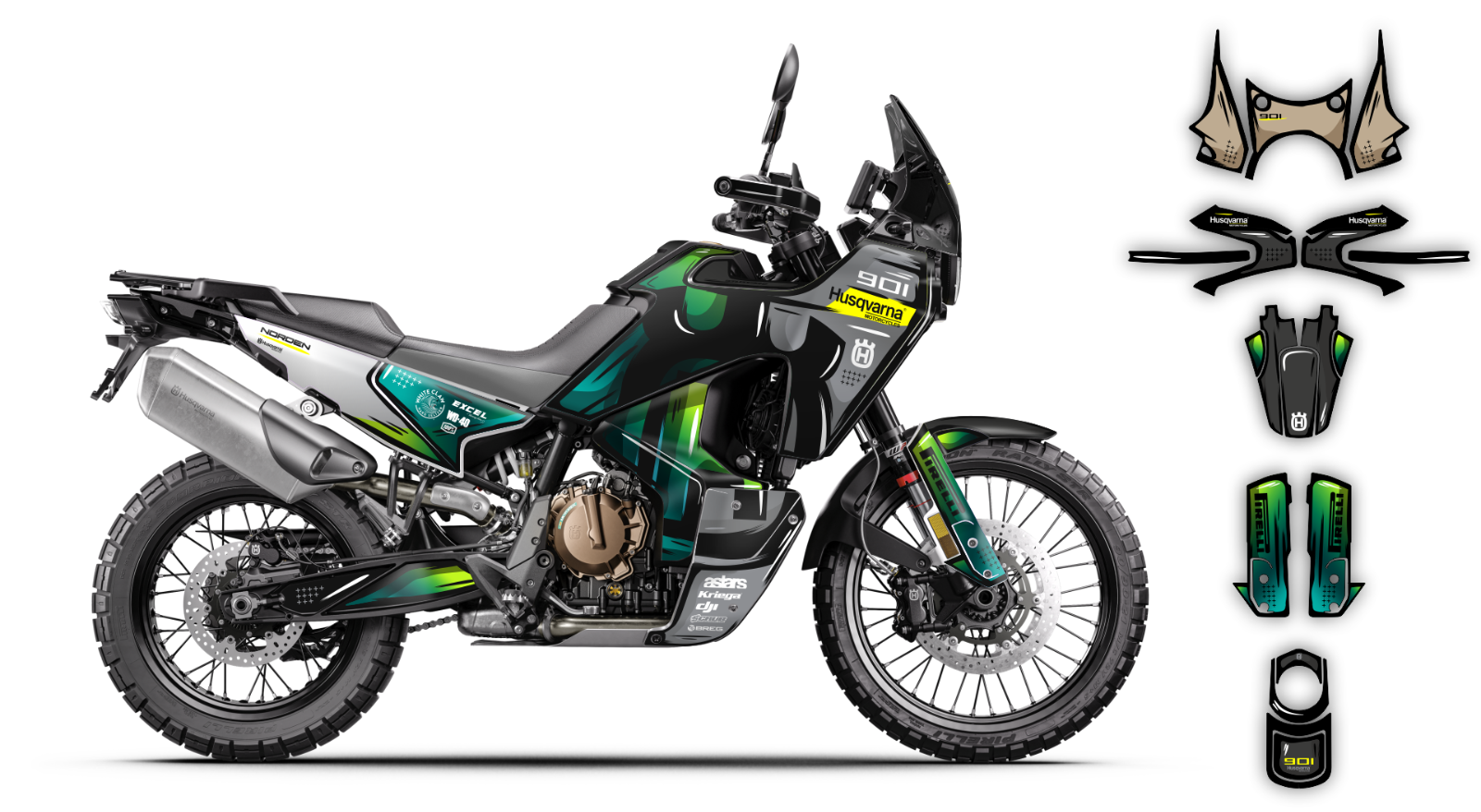 Graphics kit Husqvarna Norden 901  2020 2021 2022 2023 2024 Decals Stickers