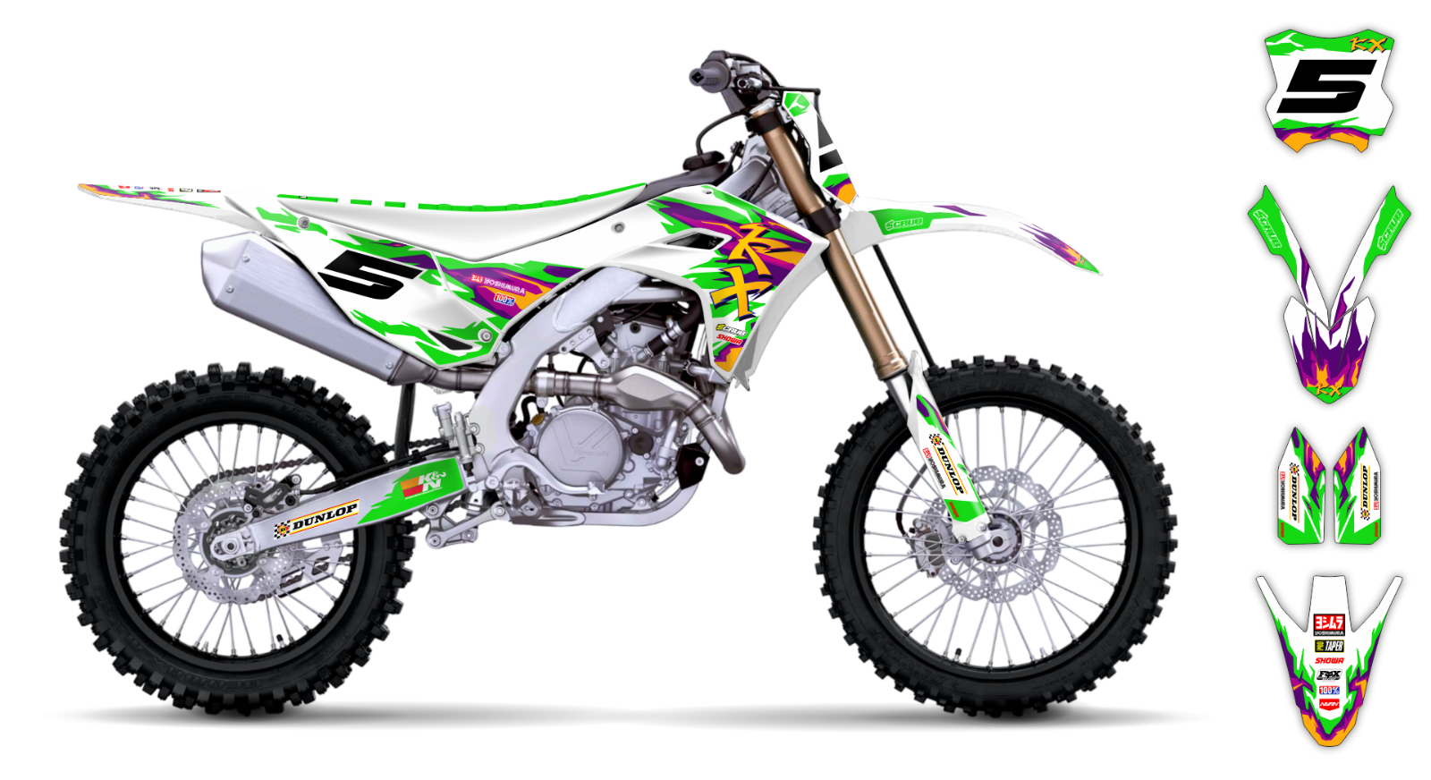 Graphics kit Kawasaki KX450 KX 450 2024 2025 + KX250 KX 250 2025 Stickers KX450X
