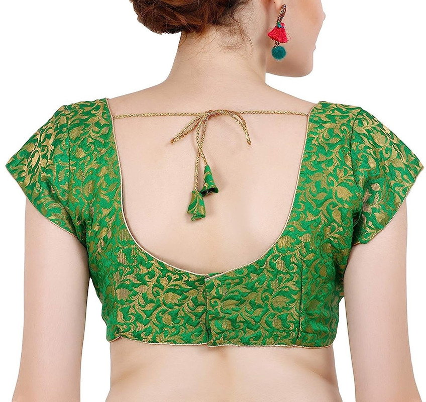 Women's Handmade Brocade Blouse Short Sleeve Saree Blouse Tunic Crop Top Choli - Picture 40 of 146