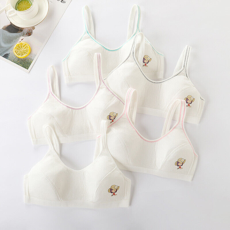 5 Pack Girls Bra for Teens 9-16 Years Cotton Bra Crop Tops Girls Sports Bras - Picture 12 of 12