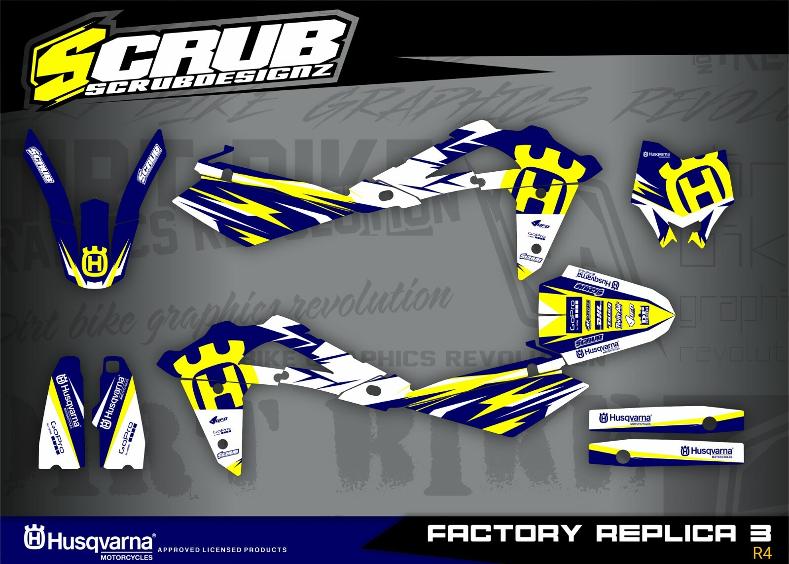 Graphics TC250 TC450 TC510 2005 2006 2007 Husqvarna SCRUB decals kit TC 250 450