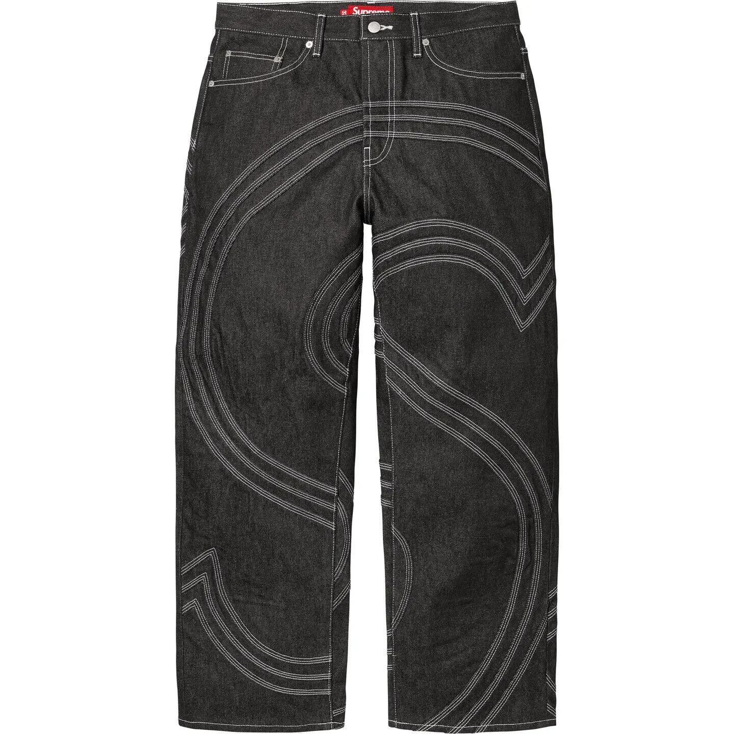 Supreme S Logo Rigid Baggy Jean Rigid Indigo Black 2colors SS25