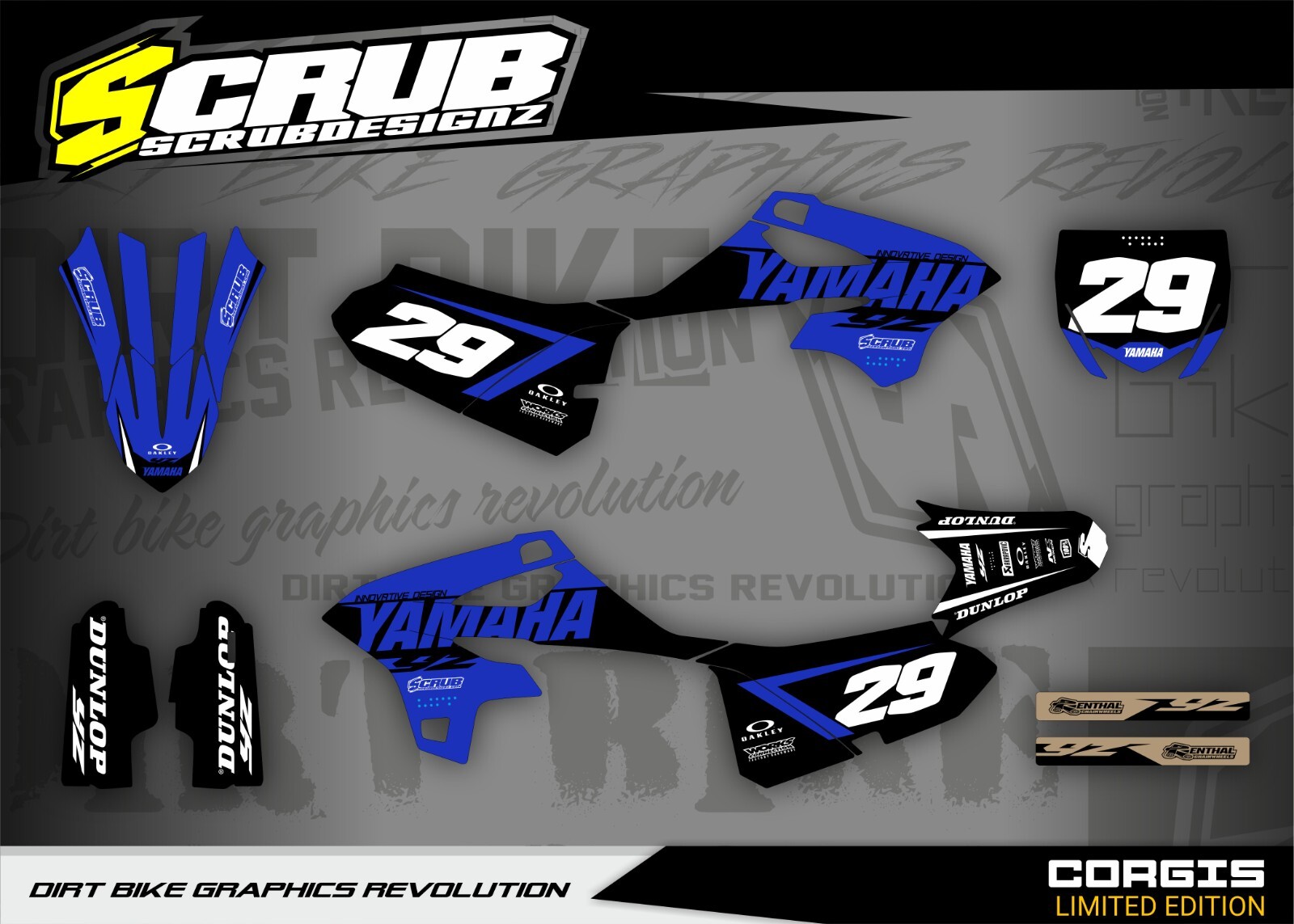 Yamaha YZ85 2022 2023 2024 Graphics Decals Stickers kit YZ 85 Race Number