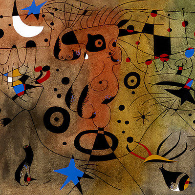 JOAN MIRO WOMAN COMBING HER HAIR ABSTRACT ART GICLE PRINT FINE CANVAS