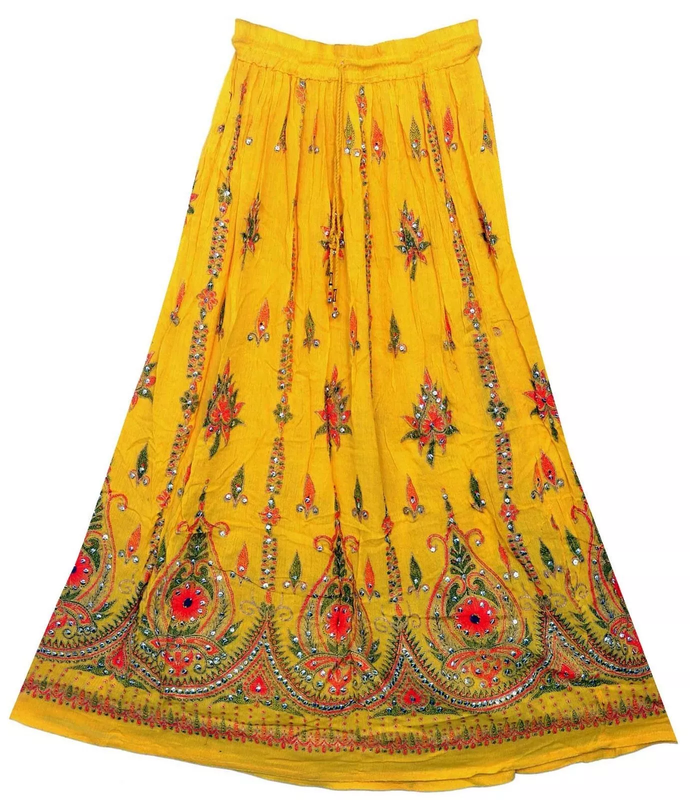 Women's Skirt Sequin Crinkle Handmade Gypsy Long Lehenga Hippie Boho Maxi Skirts - Bild 18 von 30