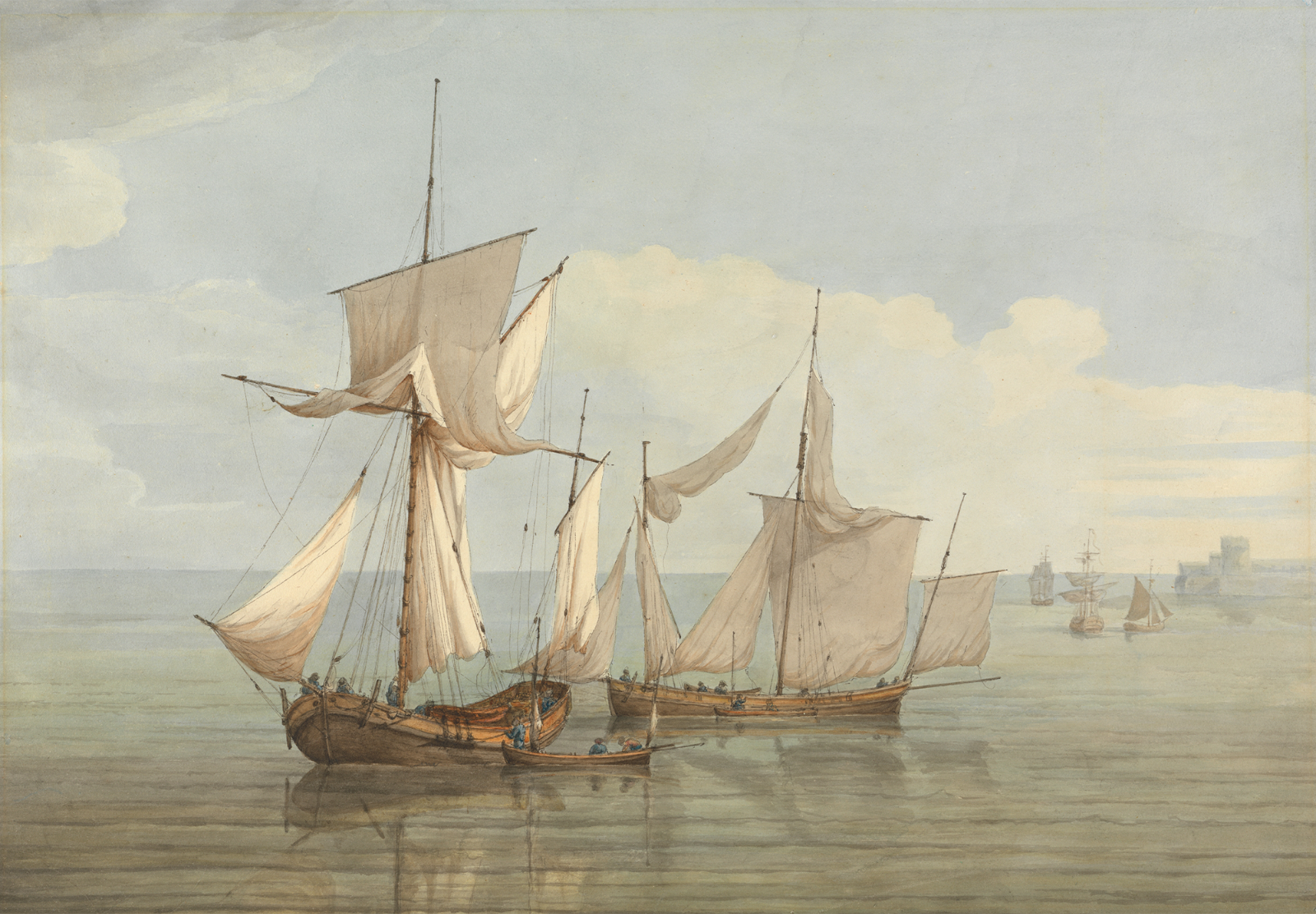 Vintage Sailing Ships Wall Art – Calm Water Sea Poster – 16×12/20×16/24×18/36×24