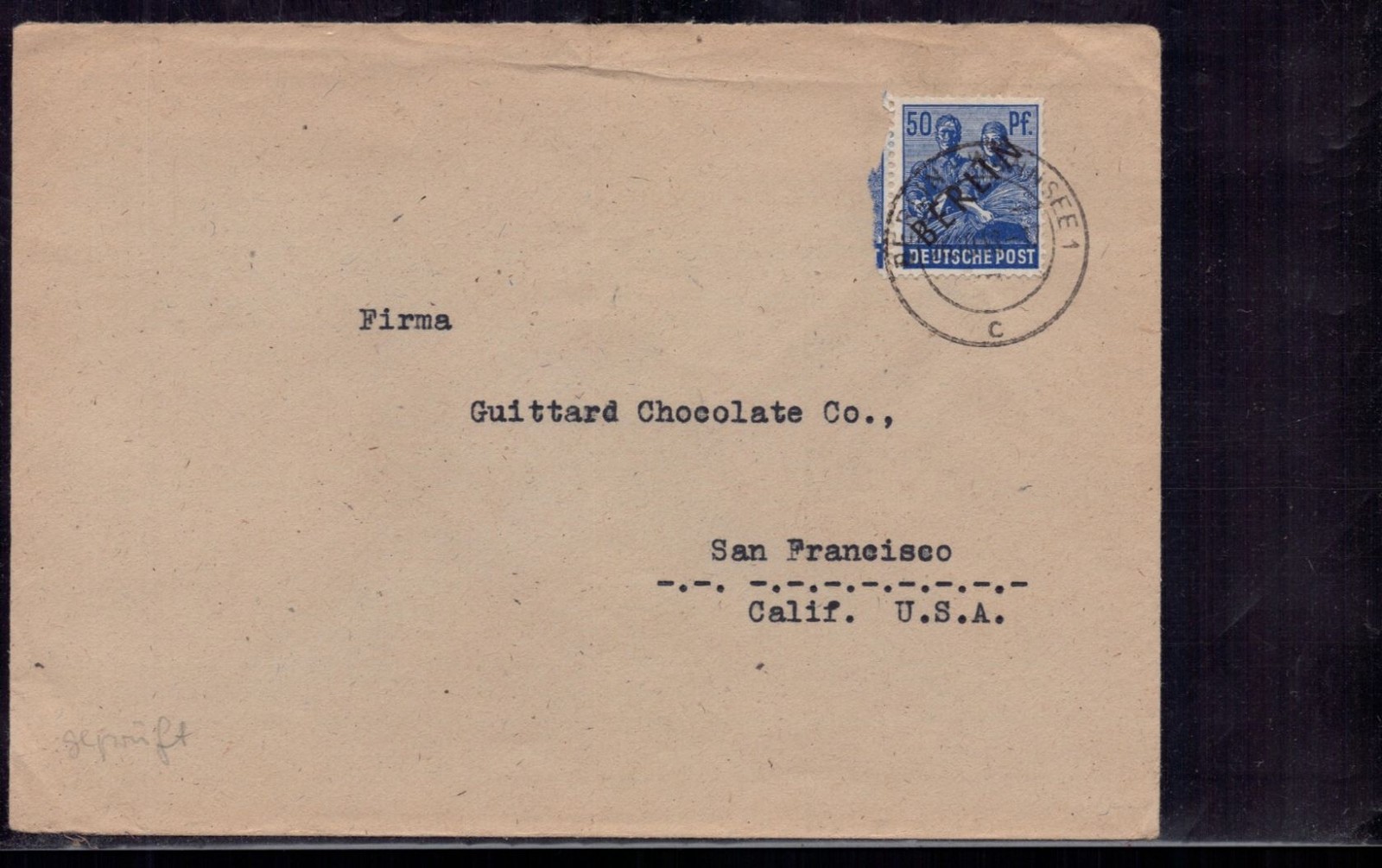 Berlin single franking, black overprint, Michel number 13