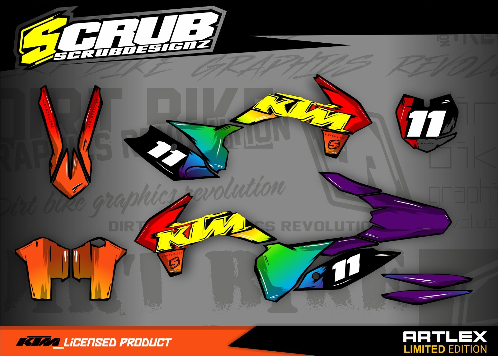 Plastics + Graphics KTM SX SX-F XC XC-F 2013-2015 Decals Stickers