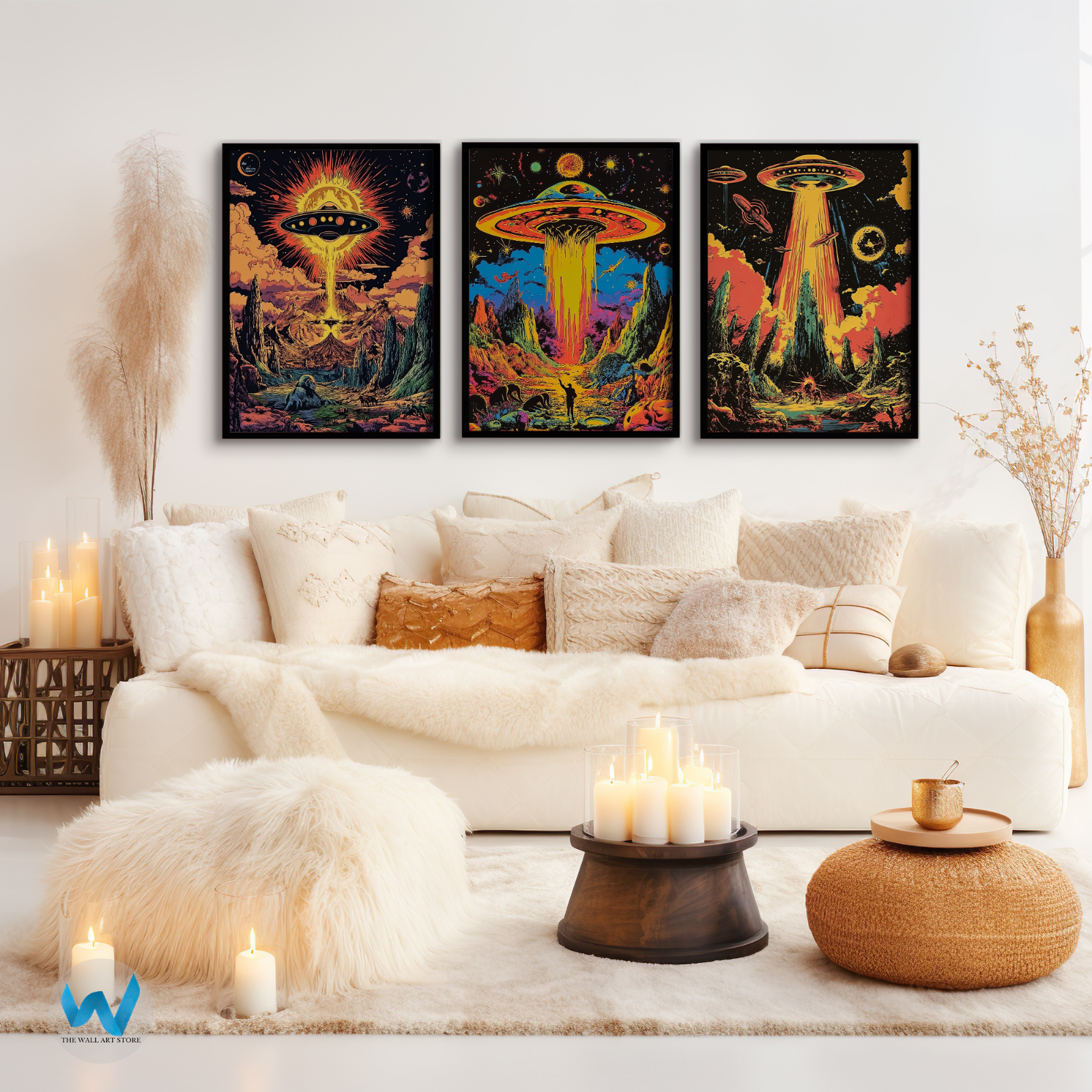 Retro UFO Sci-Fi Poster - Alien Invasion Wall Art - 12X16