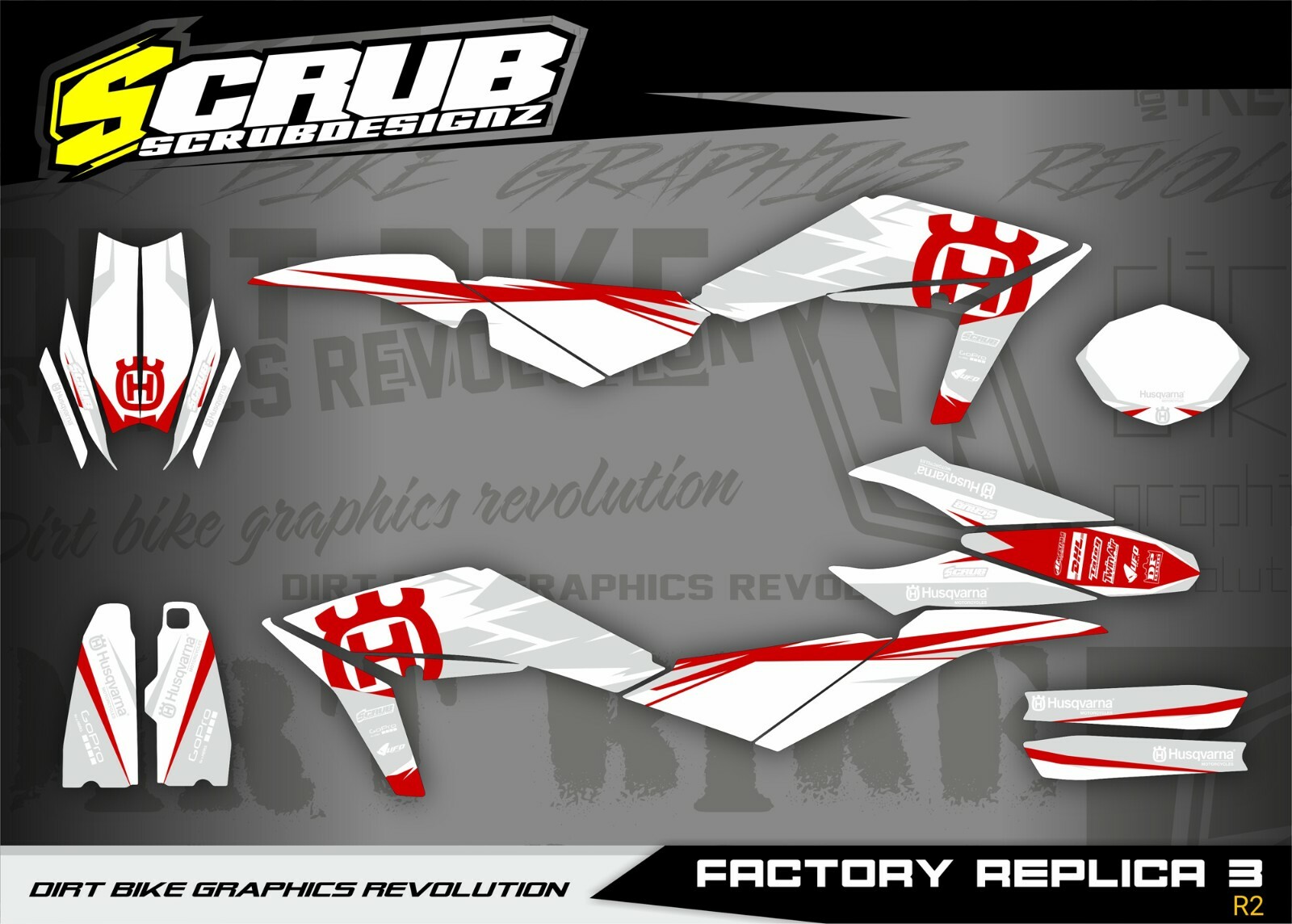 Husqvarna graphics TE449 TE511 2011 2012 2013 stickers SCRUB decals