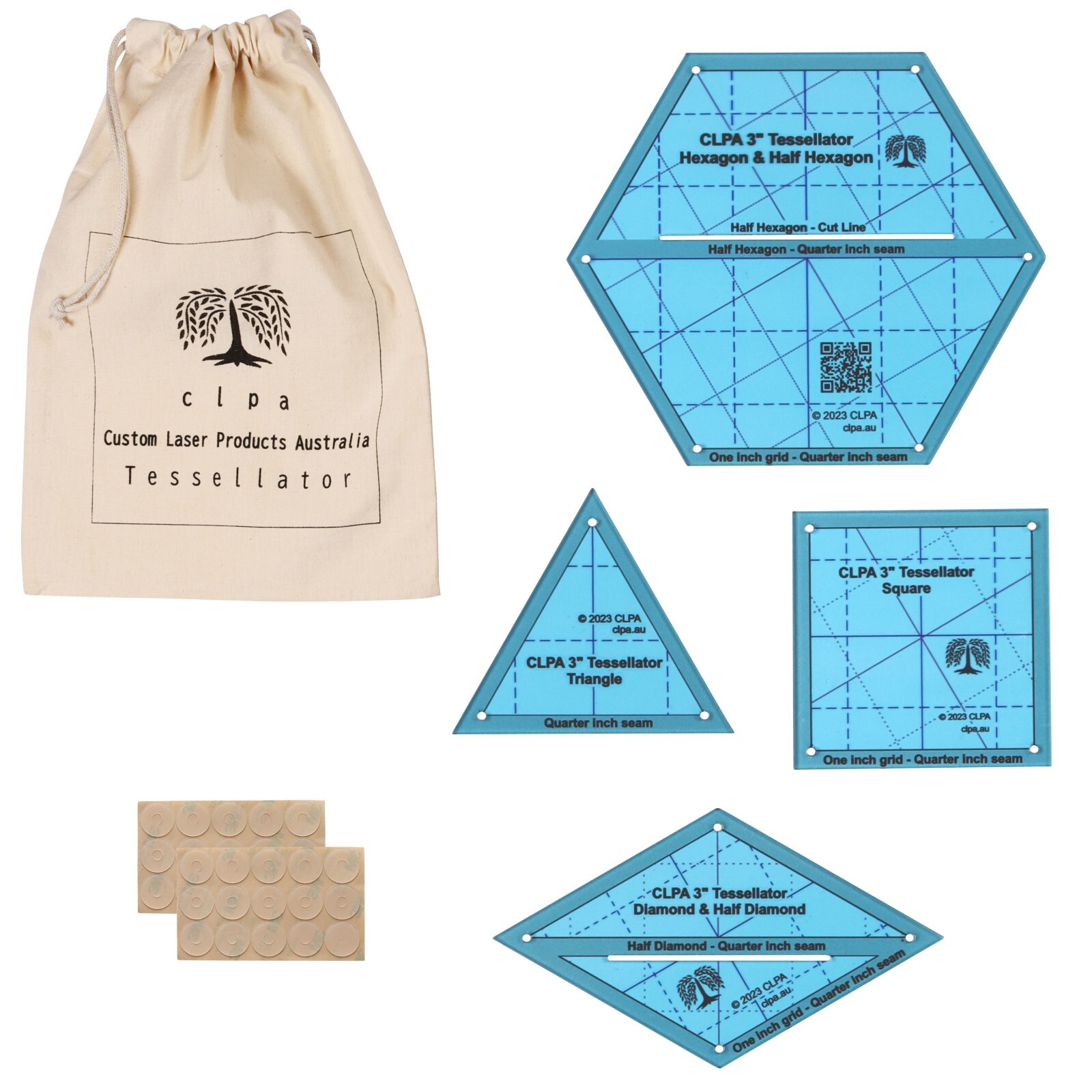 CLPA 6" Tessellation Set — Transparent Quilting Templates
