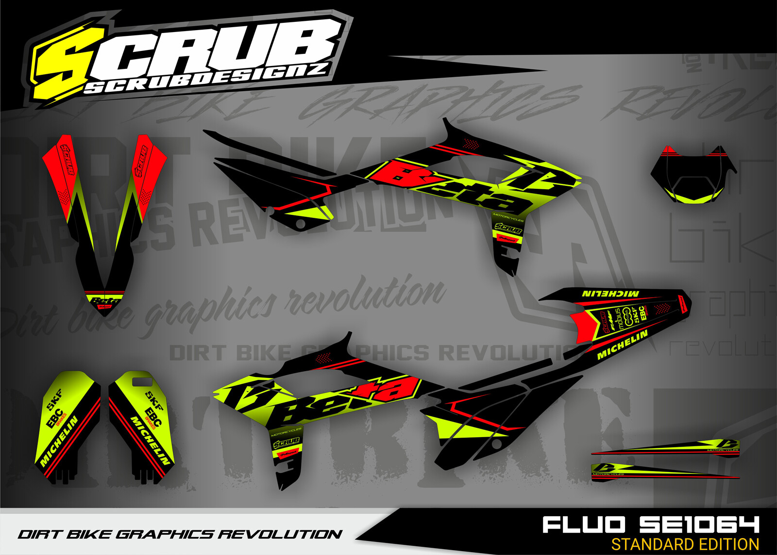 BETA graphics RR 125 200 250 300 350 390 430 480 500 2020 2021 2022 decals FLURO