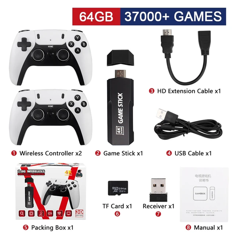 GD10 PRO Video Game Console, 2.4 GB, 58000 GB, Dual Wireless Controllers, 4K, 25