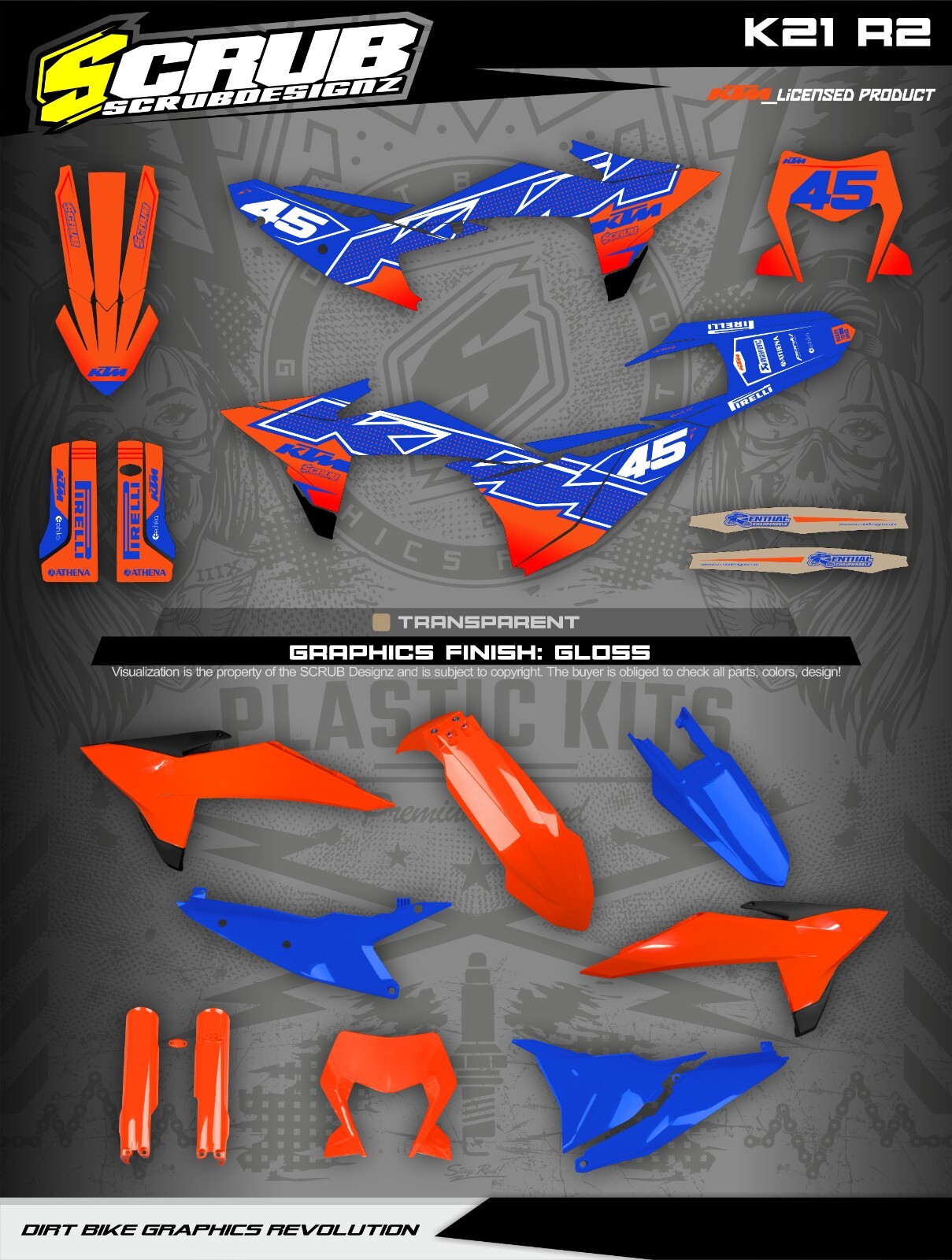 Plastics + Graphics KTM 2024 2025 XC-W XCF-W EXC EXC-F Orange Blue Restyle