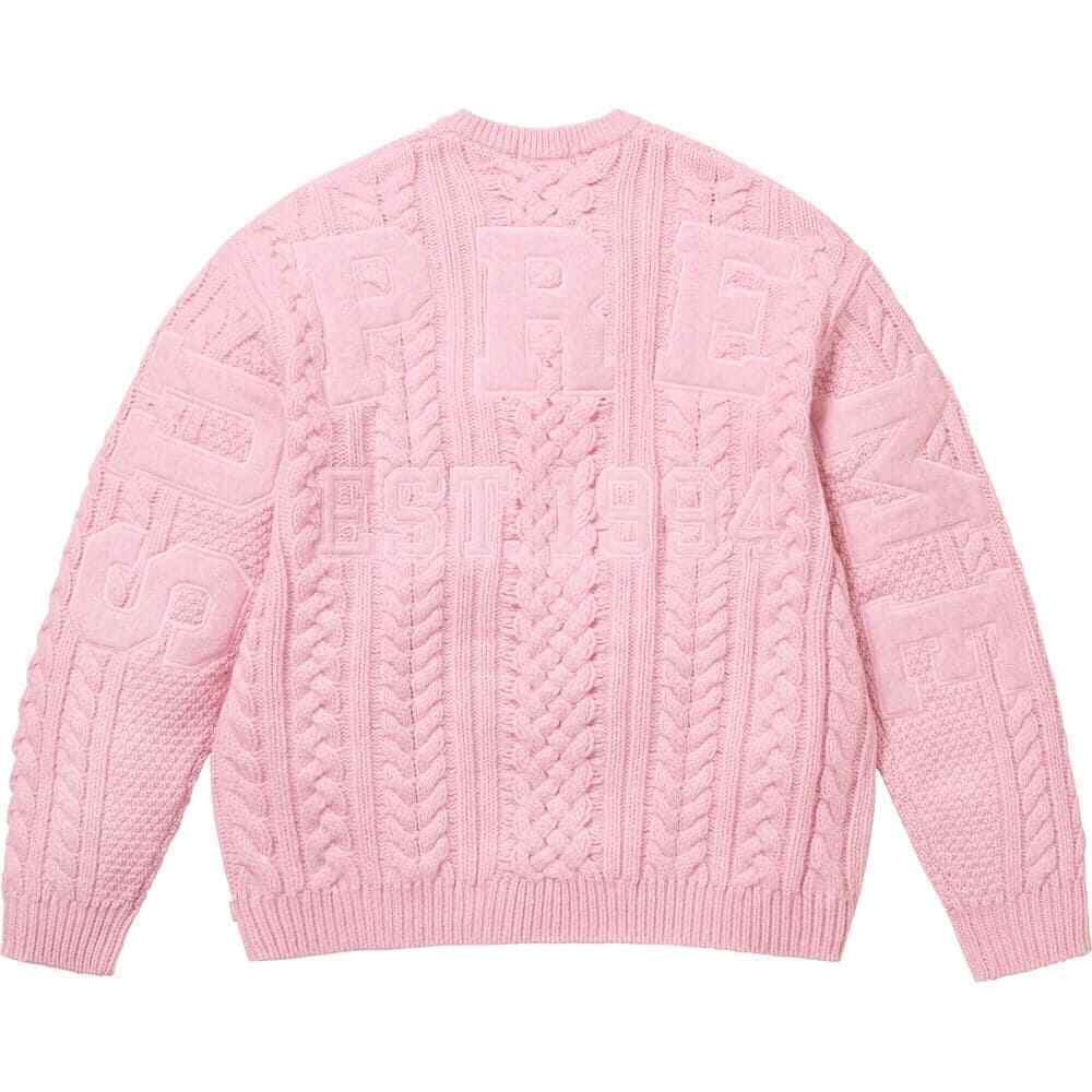 Supreme Applique Cable Knit Sweater 4colors FW23 Size S-XXL Brand