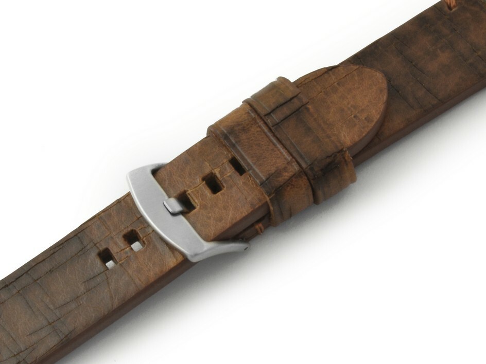 HIGH-QUALITY SADDLE LEATHER WATCH STRAP VINTAGE KENTUCKY BROWN 22 24 MM de