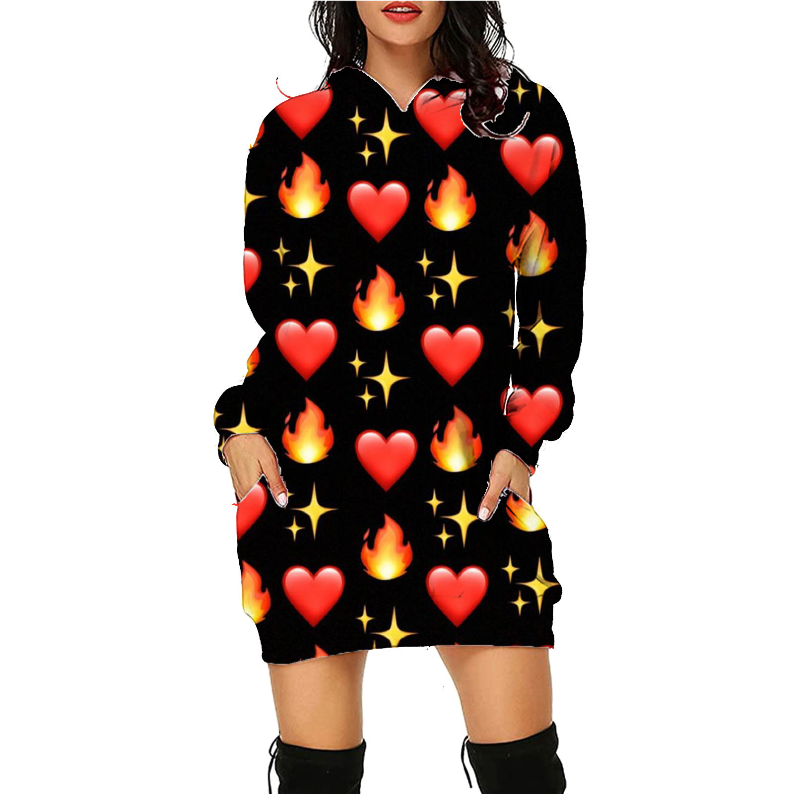 Women's Halloween Print Long Hoodie with Pockets Sweater Long Sleeve - Picture 55 of 55