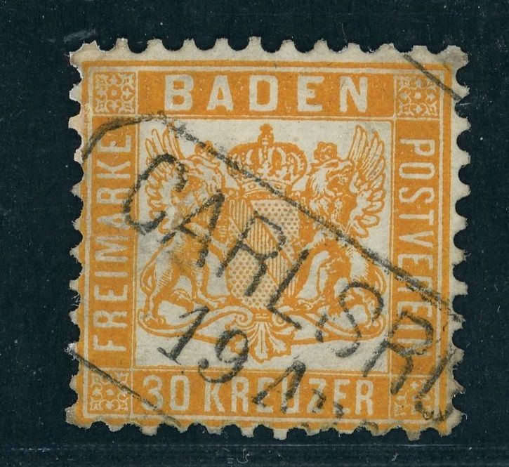 Baden Michel number 22a, stamped Karlsruhe – photo report with defects