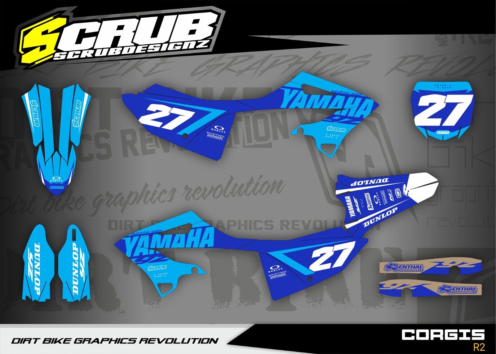 Graphics YZ125 YZ250 Yamaha 2022 2023 2024 Decals Stickers Race Number