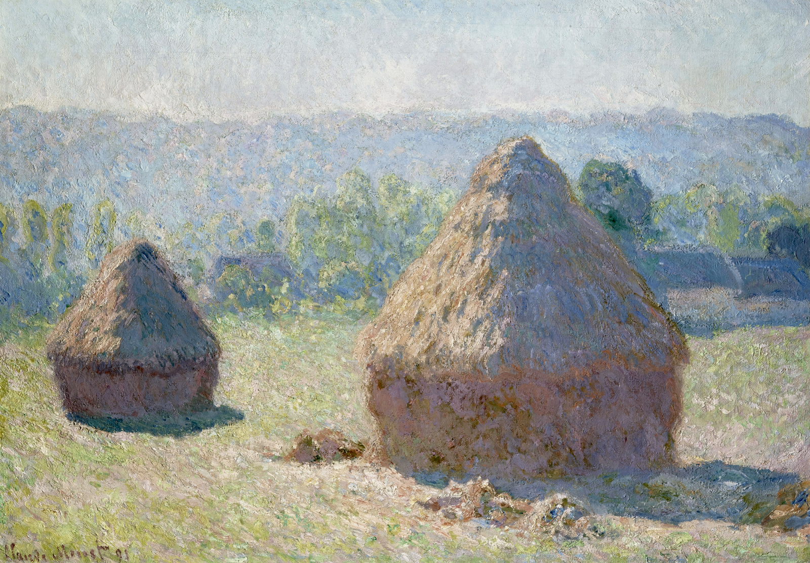 Summer Haystacks Poster – Pastoral Landscape Wall Art – 16×12/20×16/24×18/36×24