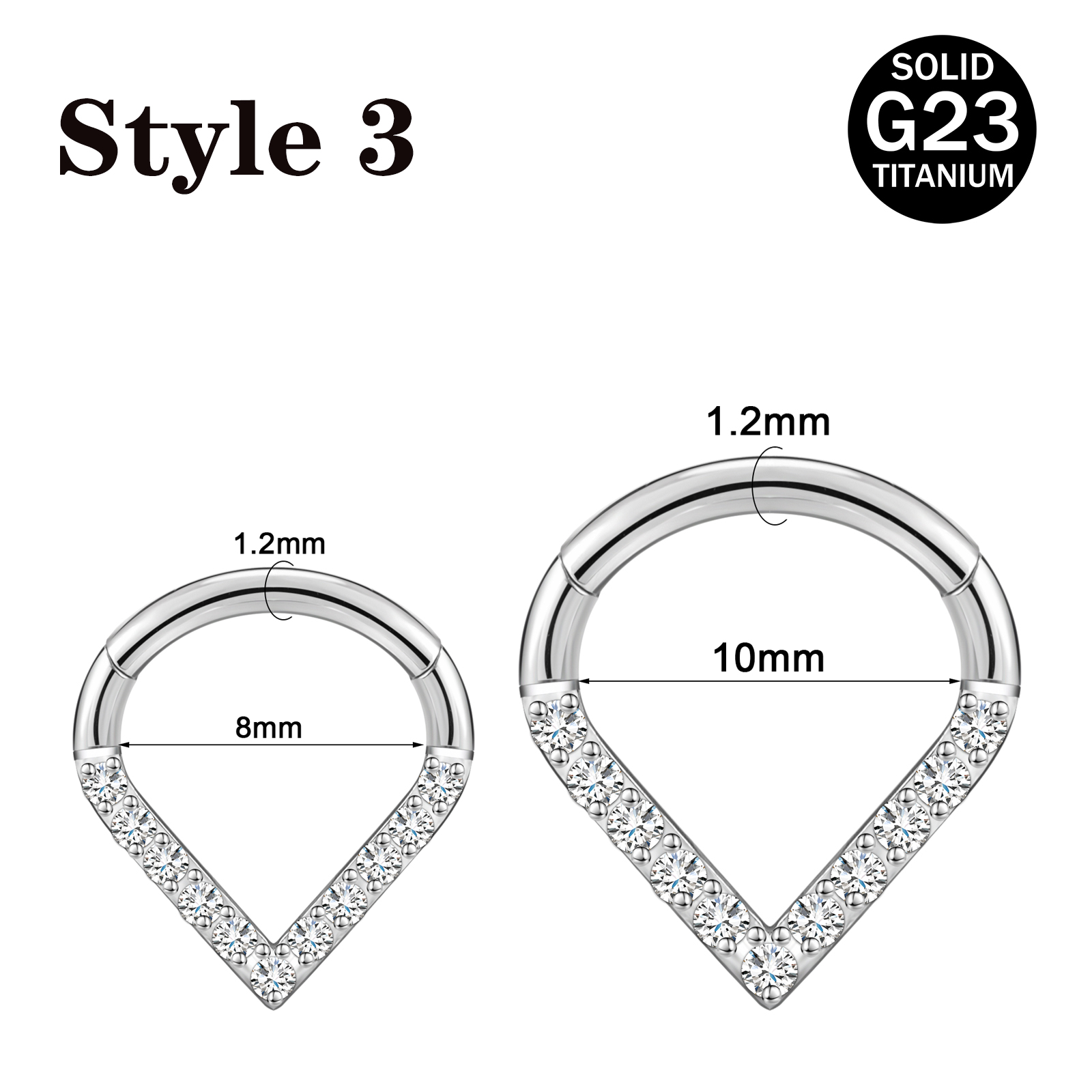 16G Titanium Hinged Septum Clicker Segment Nose Ring CZ Crystal Nostril Piercing - Picture 24 of 26
