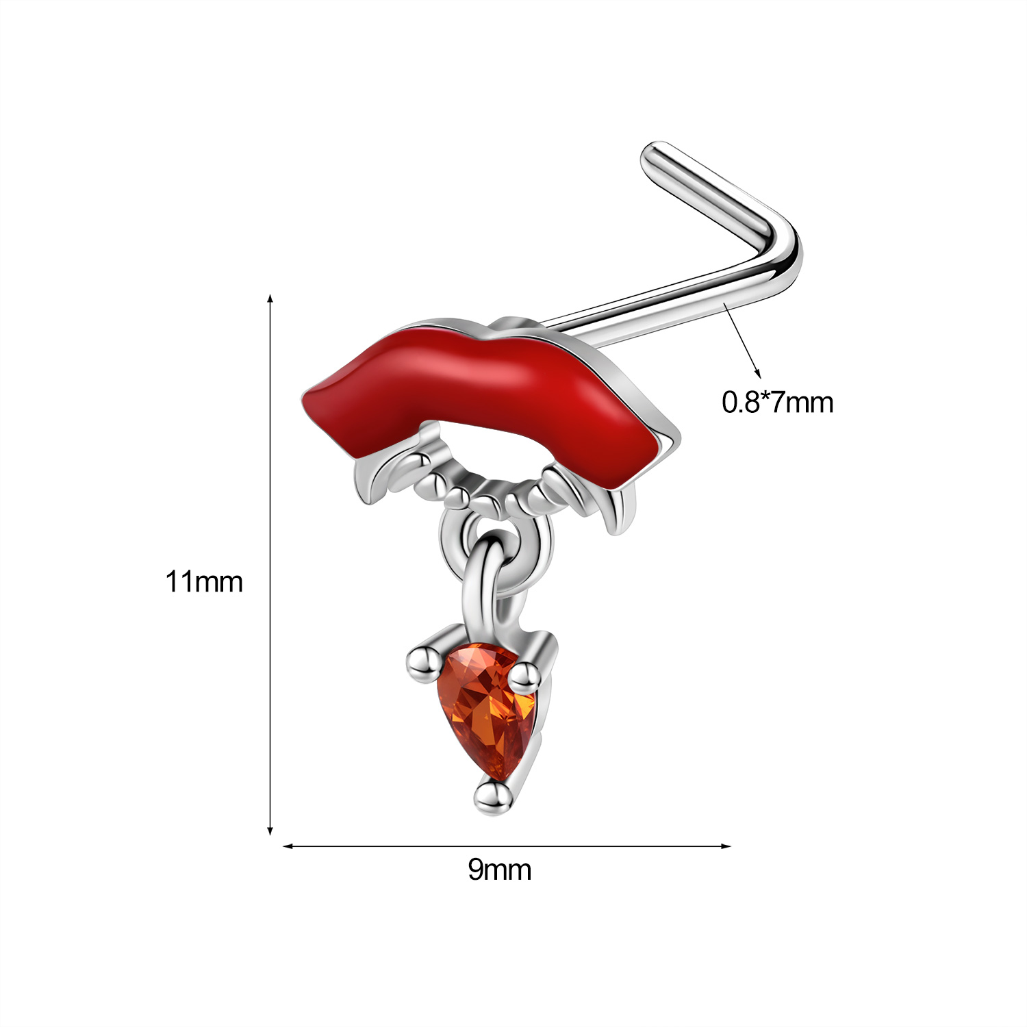 1 Pc 20G Stainless Steel L-Shape Nose Studs CZ Dangle Nostril Piercing Jewelry - Picture 28 of 117