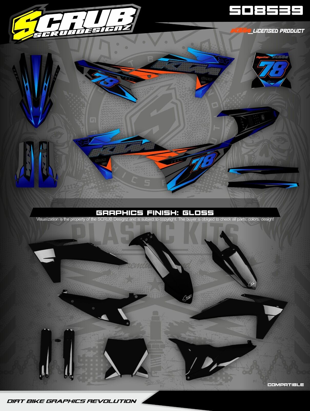 Plastics + Graphics KTM 2025 SX SX-F XC XC-F | Race number + Name