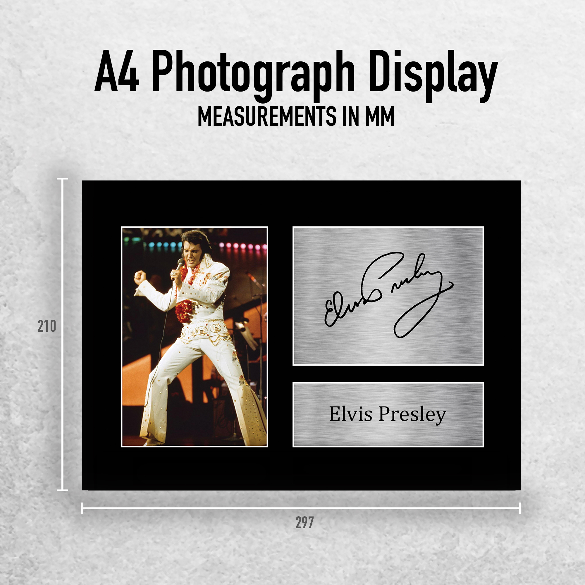 Cartel de autógrafo impreso impreso enmarcado A4 firmado por Elvis Presley regalo musical - Imagen 3 de 38