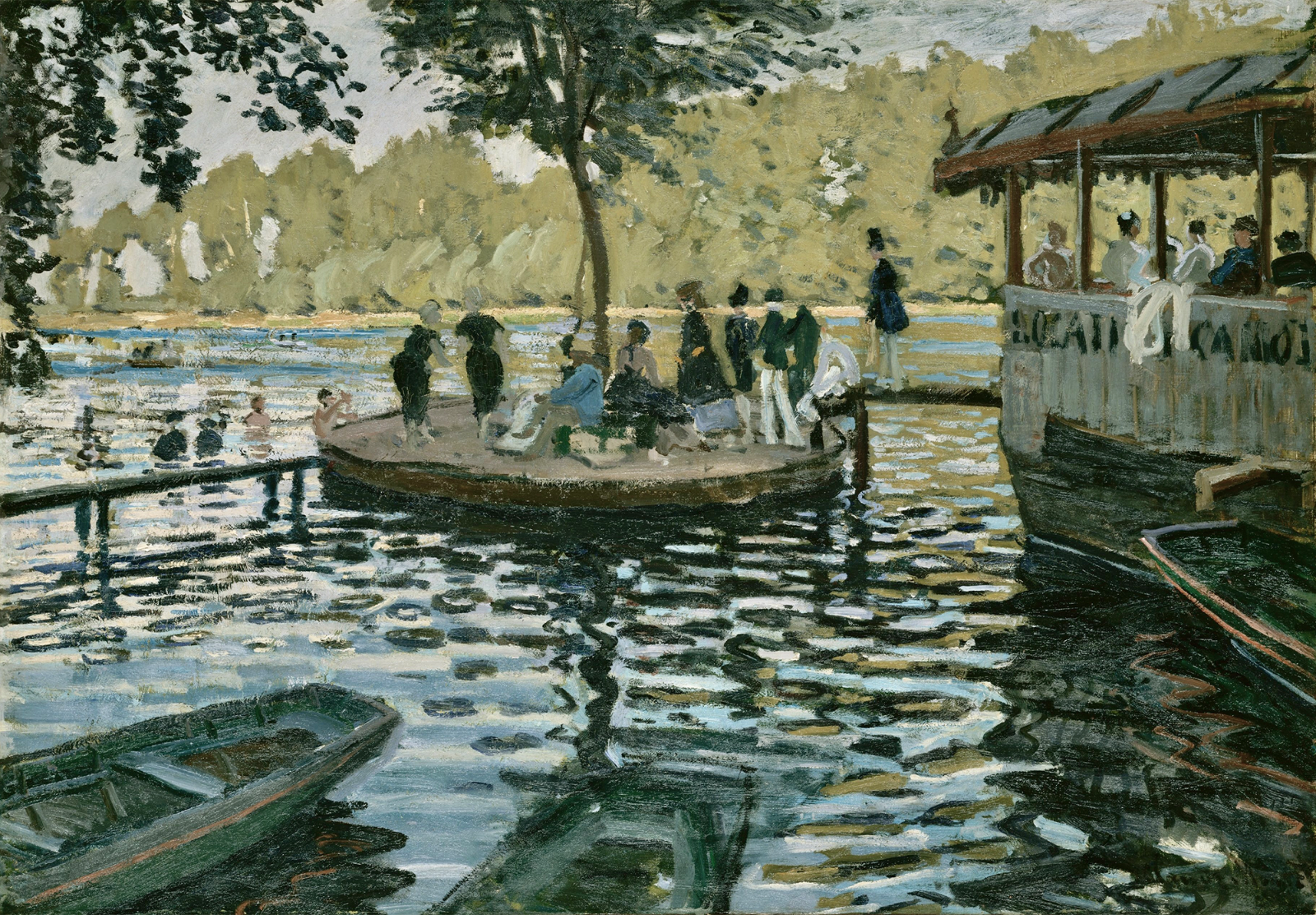 Riverside Leisure Poster People on Dock Summer Wall Art- 16×12/20×16/24×18/36×24