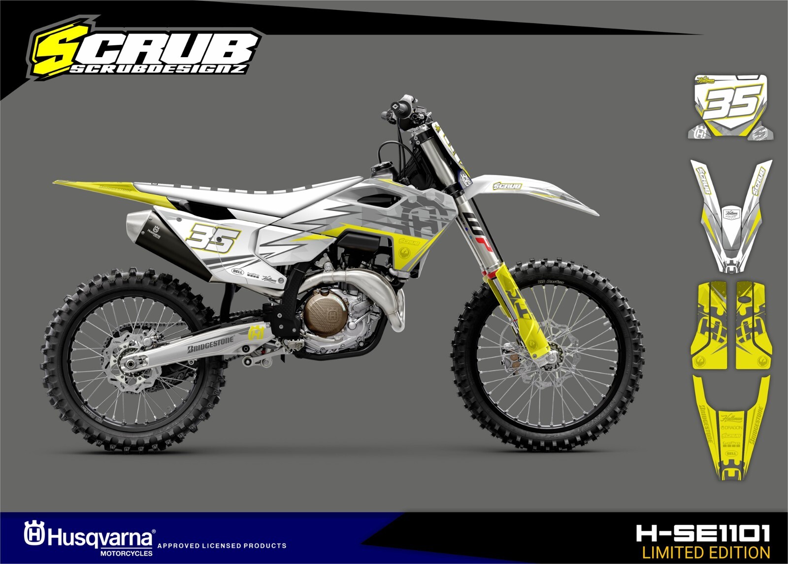 Husqvarna TC FC 2023 2024 125 250 350 450 Graphics Decals Stickers SCRUB