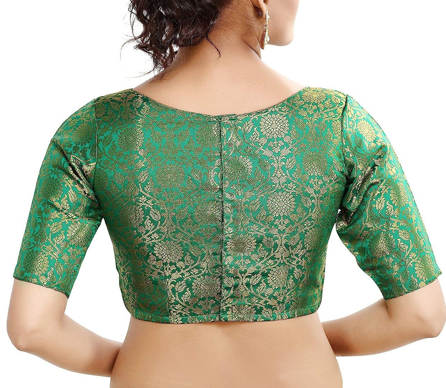 Women's Brocade Saree Blouse Bollywood Ethnic Lehenga Crop Top Tunic Partywear - Picture 36 of 98