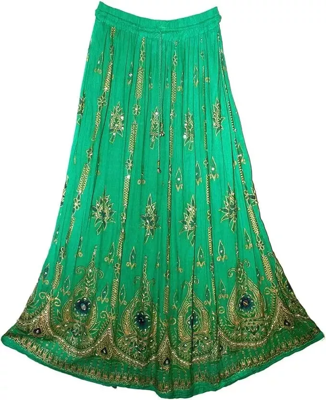 Women's Skirt Sequin Crinkle Handmade Gypsy Long Lehenga Hippie Boho Maxi Skirts - Bild 4 von 30