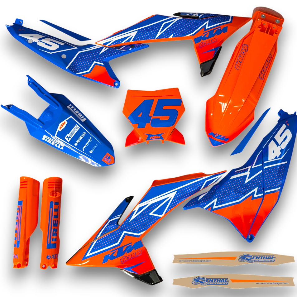 Plastics + Graphics KTM 2023 2024 2025 SX SX-F XC XC-F Orange Blue Restyle