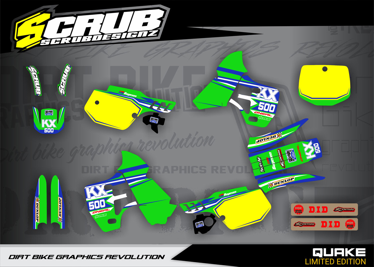 Graphics Kit Kawasaki KX500 1988 - 2004 KX 500 Stickers Decals