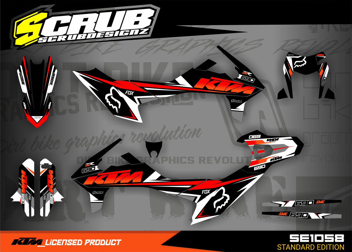 KTM graphics SMC-R 690 2019 2020 2021 2022 2023 SCRUB decals stickers Supermoto