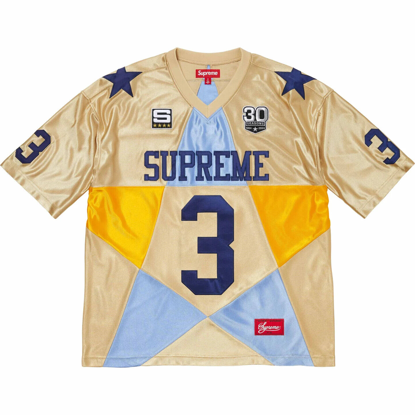 Supreme Star Football Jersey Black White Gold Dark Green 4colors
