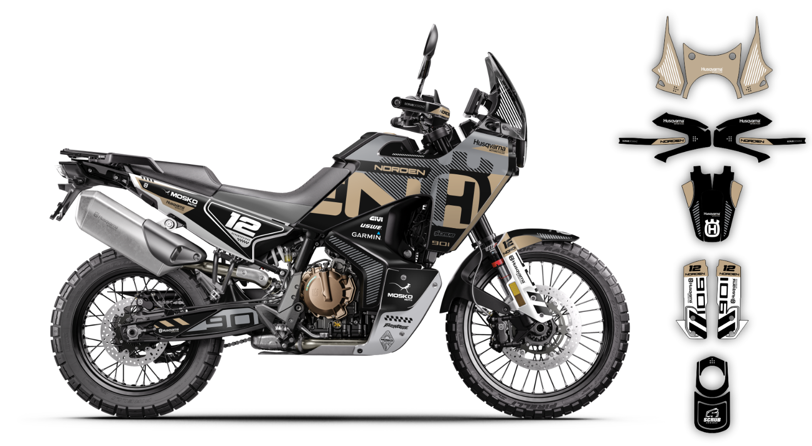 Graphics kit Husqvarna Norden 901  2020 2021 2022 2023 2024 Decals Stickers