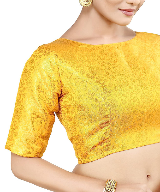 Women's Brocade Saree Blouse Bollywood Ethnic Lehenga Crop Top Tunic Partywear - Picture 90 of 98