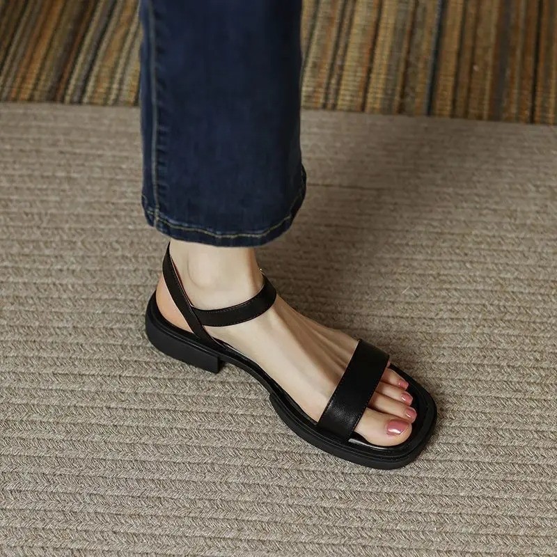 2026 Summer Women’s Basic Low Heel Sandals in PU Leather, Concise Office…