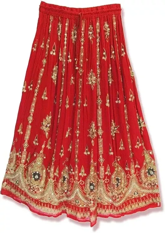 Women's Skirt Sequin Crinkle Handmade Gypsy Long Lehenga Hippie Boho Maxi Skirts - Bild 11 von 30