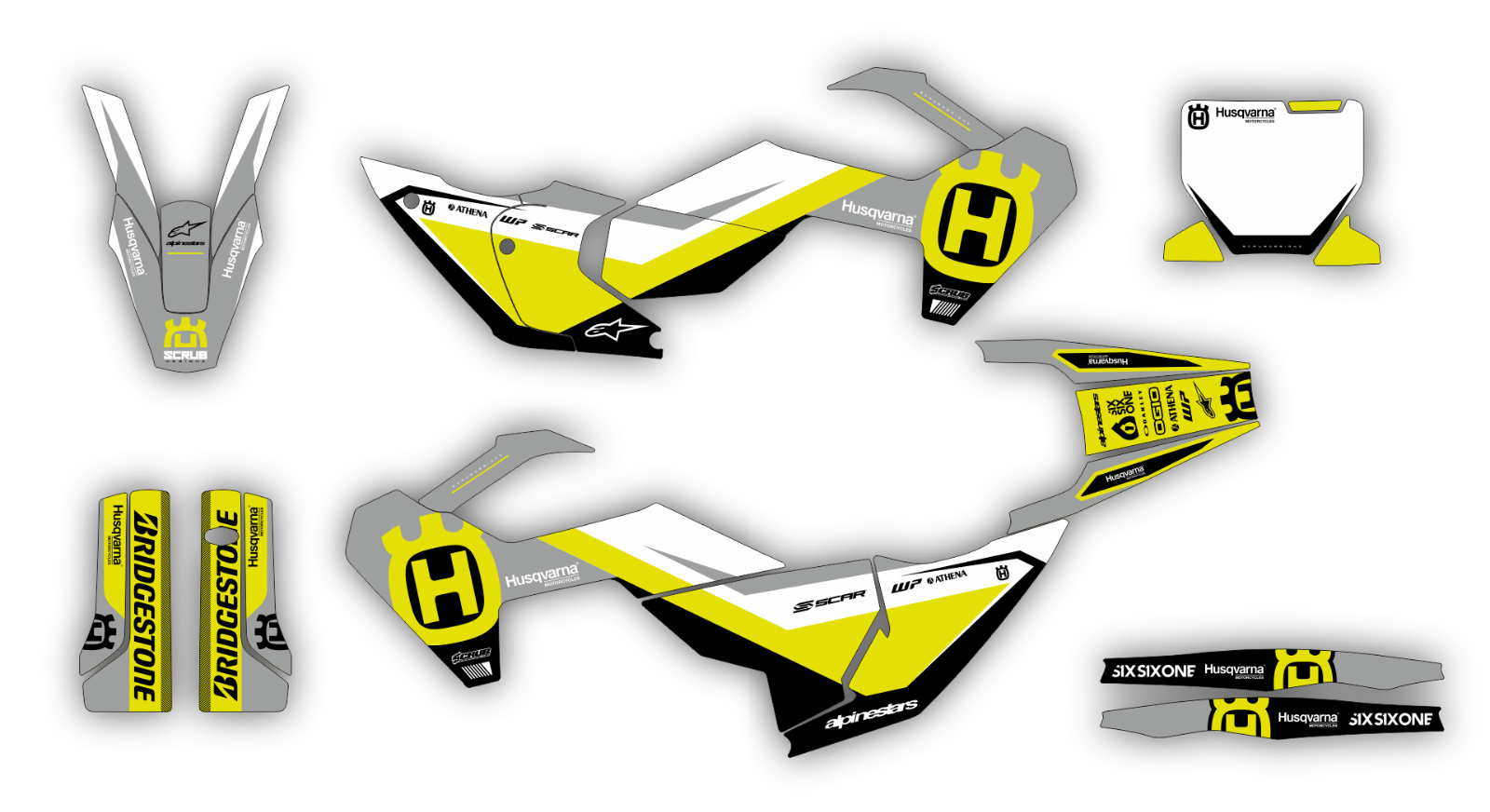 Graphics TC 65 2024 Husqvarna decals SCRUB TC 65 Decals