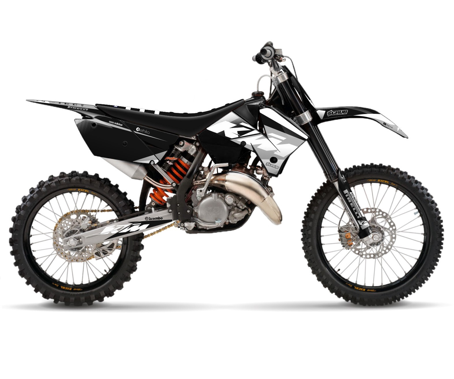 KTM graphics EXC 125 200 250 300 400 450 525 2005 2006 2007 SCRUB decals kit