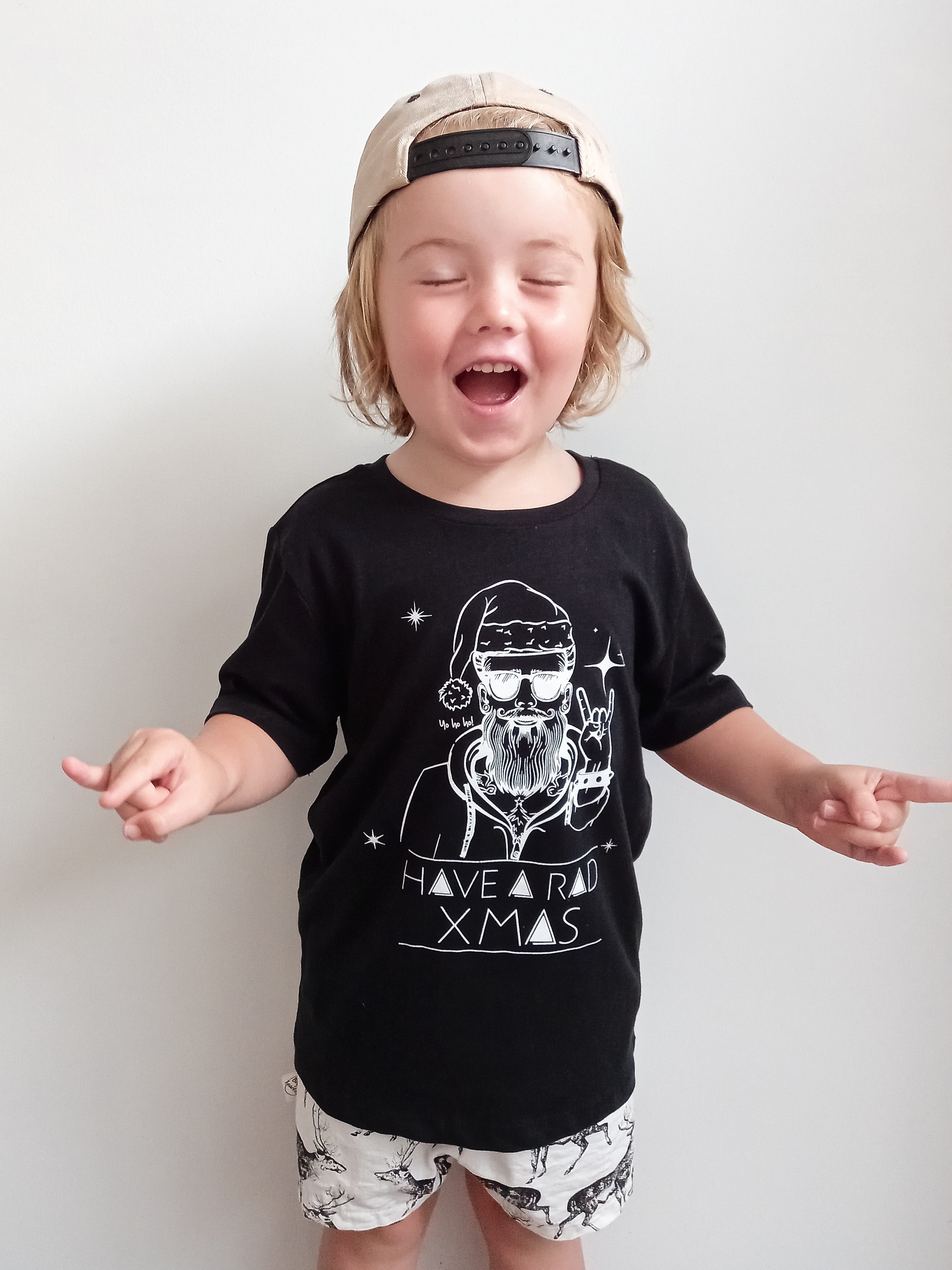 Have A Rad Xmas Tee White Black & Cream Unisex Christmas Baby/Kids T-shirt - Picture 4 of 6