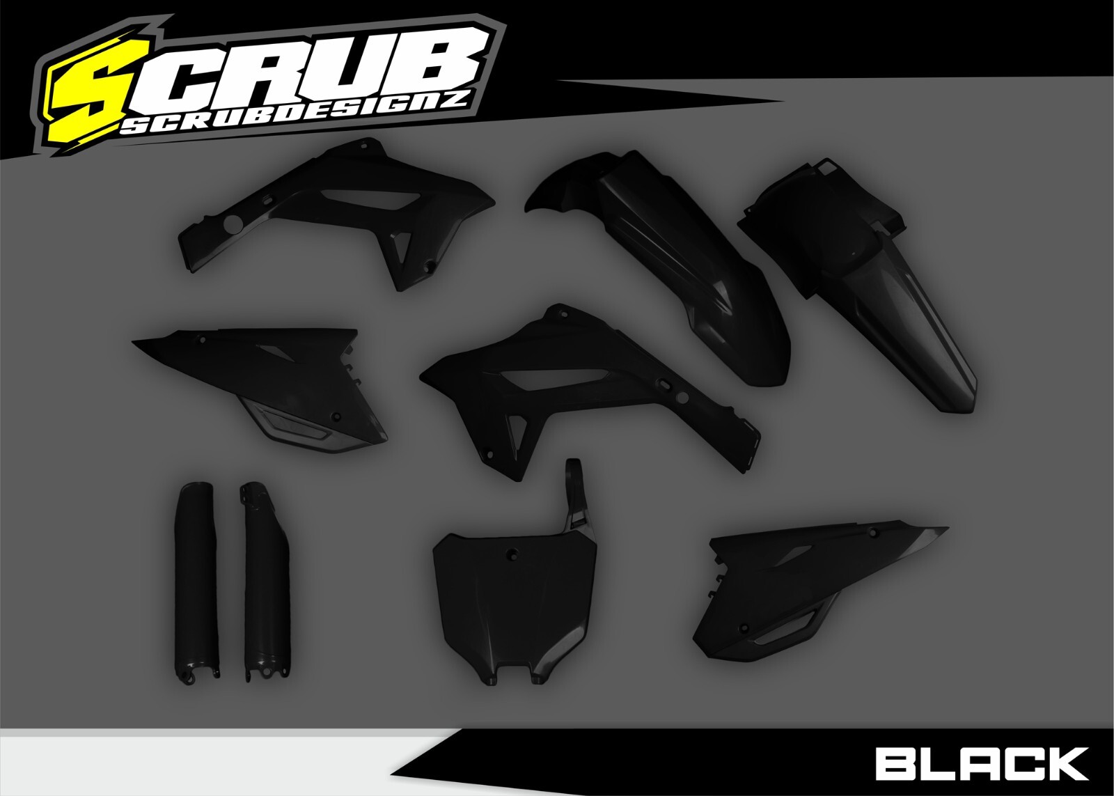 Honda 2002-2007 CR125R CR250R | New Polisport CR Restyle Plastic kit 2023 Black