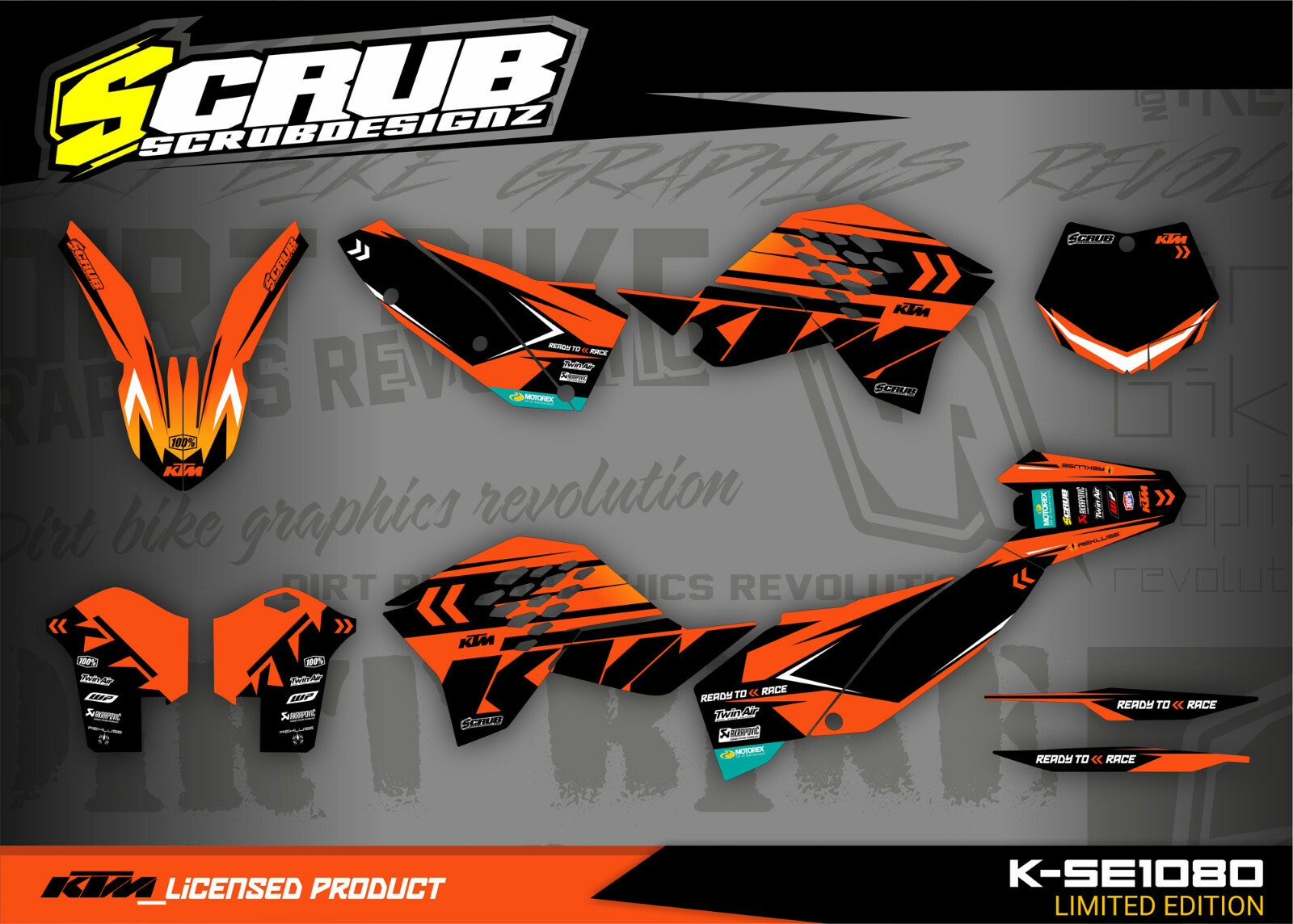 KTM graphics SX SXf 125 144 250 400 450 2007 2008 2009 2010 SCRUB