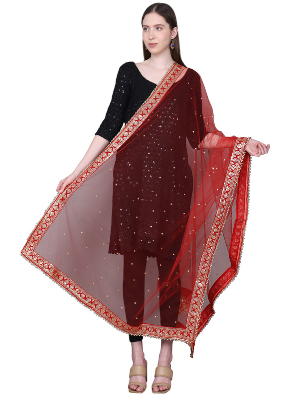 Way2Like Net Bridal Dupatta Embroidered Scarf Hijab Wedding Party Wear For Women - Picture 27 of 42
