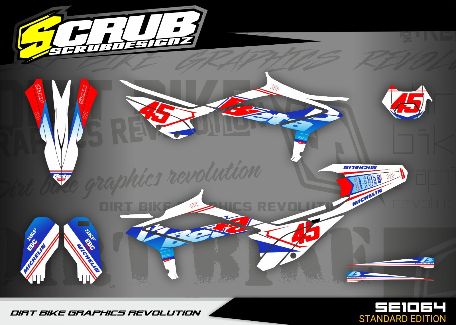 Graphics Kit BETA RR 200 250 300 350 390 430 480 2023-2024 decals RaceNumber